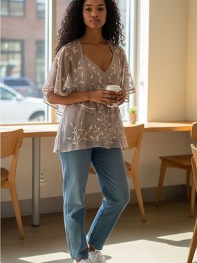 Chic Sheer Embroidered Blouse